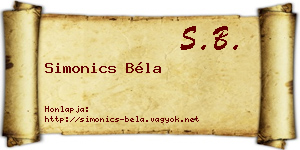 Simonics Béla névjegykártya